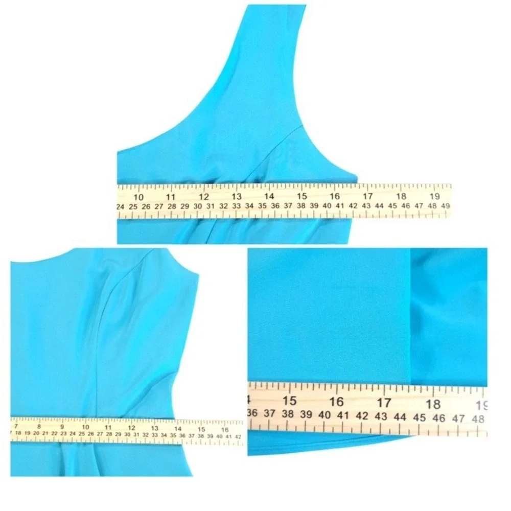 Belle Badgley Mischka Dress Size 4 Blue Sleeveless Layered Asymmetrical Cocktail